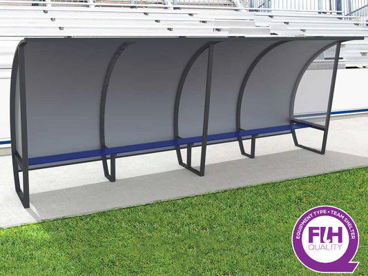 Abri de touche en aluminium 10 joueurs, 2m, arrière en tôle aluminium/PVC
