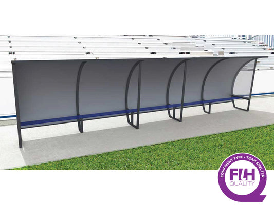 Abri de touche en aluminium 15 joueurs, 2m, arrière en tôle aluminium/PVC