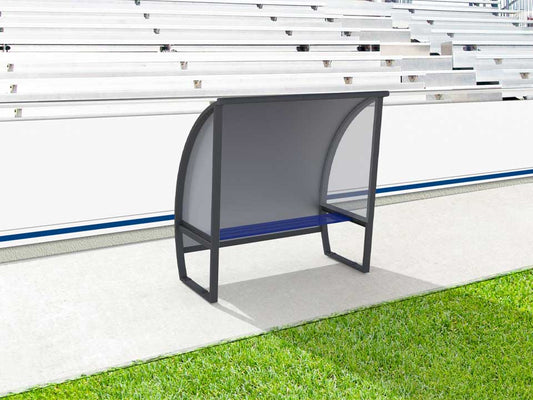 Abri de touche en aluminium 3 joueurs, 1.6m, arrière en tôle aluminium/PVC