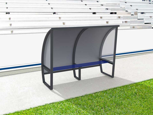 Abri de touche en aluminium 4 joueurs, 1.6m, arrière en tôle aluminium/PVC