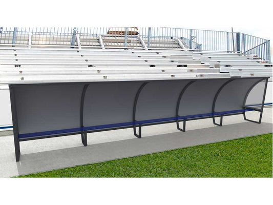 Abri de touche en aluminium 15 joueurs, 1.6m, arrière en tôle aluminium/PVC