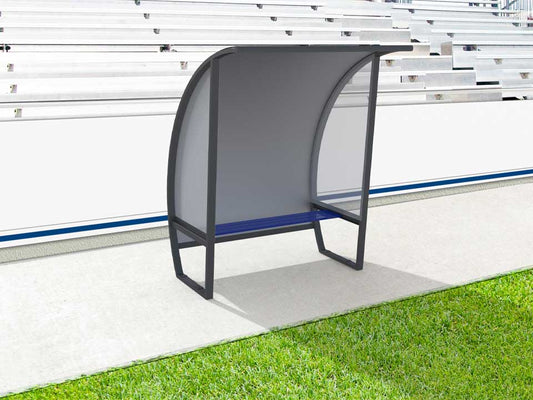 Abri de touche en aluminium 3 joueurs, 2m, arrière en tôle aluminium/PVC