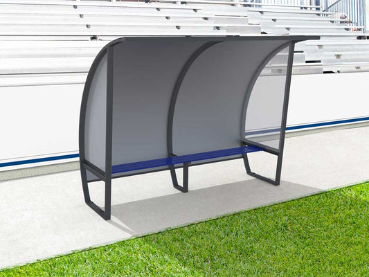 Abri de touche en aluminium 5 joueurs, 2m, arrière en tôle aluminium/PVC