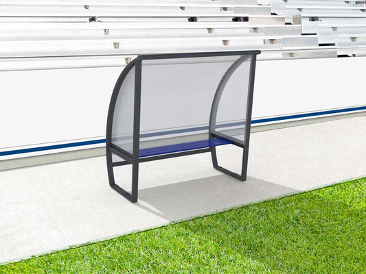 Abri de touche en aluminium 3 joueurs, 1.6m, arrière en plaque polycarbonate