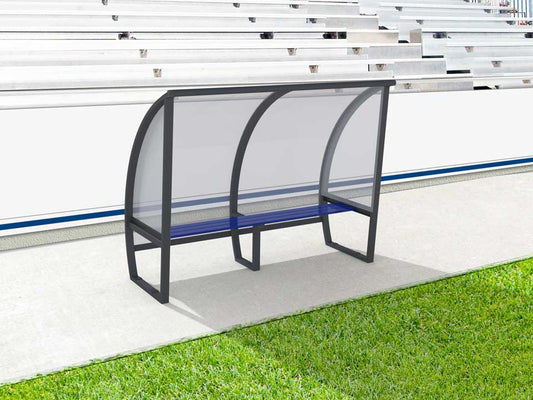 Abri de touche en aluminium 4 joueurs, 1.6m, arrière en plaque polycarbonate