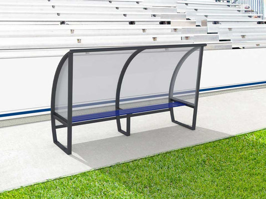 Abri de touche en aluminium 5 joueurs, 1.6m, arrière en plaque polycarbonate