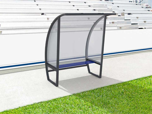 Abri de touche en aluminium 3 joueurs, 2m, arrière en plaque polycarbonate