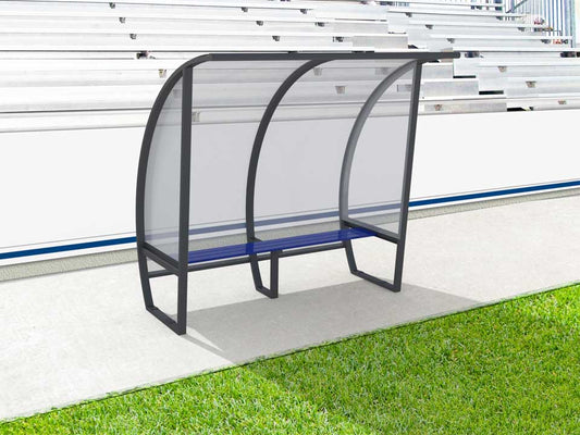 Abri de touche en aluminium 4 joueurs, 2m, arrière en plaque polycarbonate