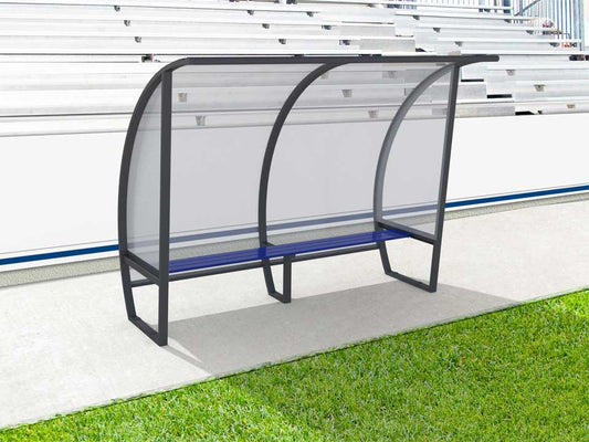 Abri de touche en aluminium 5 joueurs, 2m, arrière en plaque polycarbonate