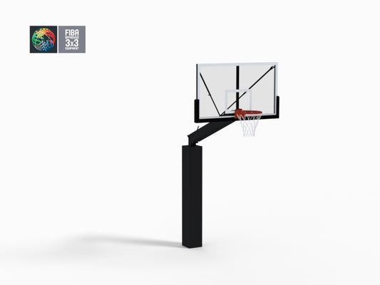 But de basket 3x3 sur platine, certifié FIBA, déport 2.25m