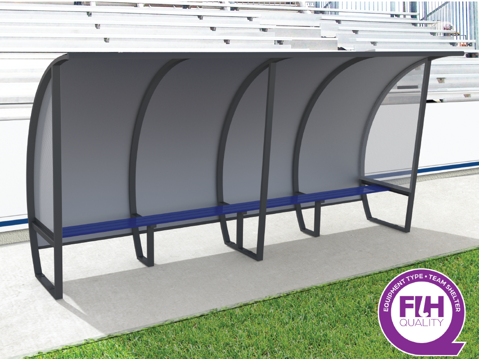Abri de touche en aluminium 8 joueurs, 2m, arrière en tôle aluminium/PVC