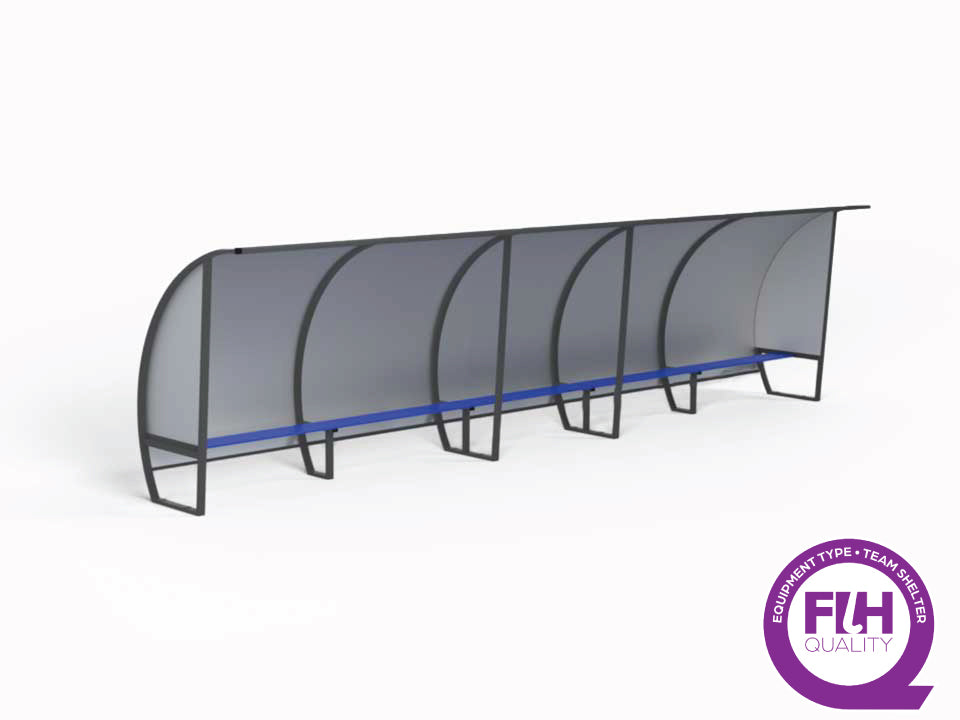 Abri de touche tout aluminium 15 joueurs, 2m de hauteur