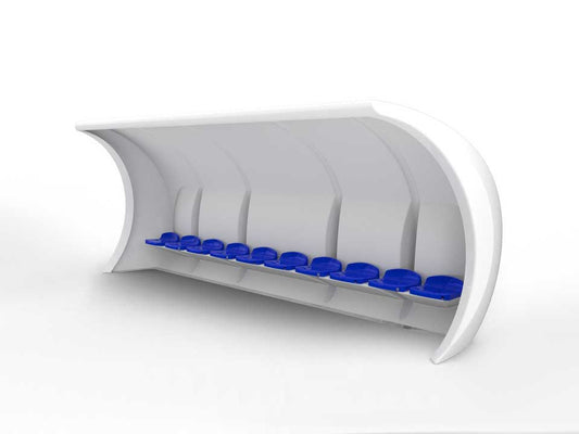 Abri de touche monobloc Premium en composite, 10 joueurs