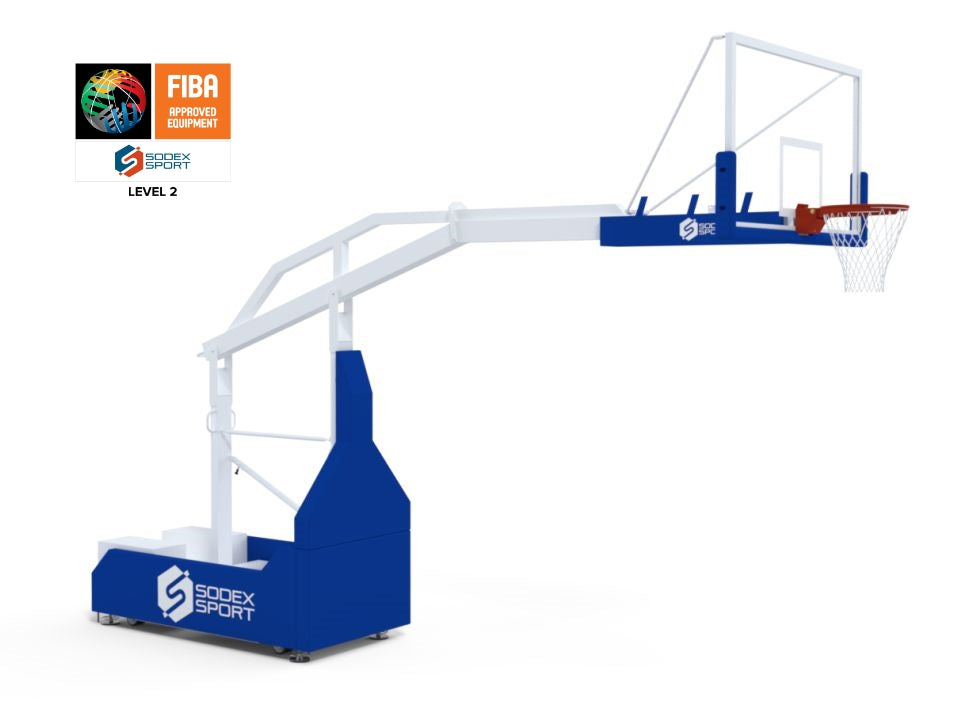 But de basket intérieur mobile et pliable  - déport 2.1m ou 3.25m - Certifié FIBA 5x5 Niveau 2