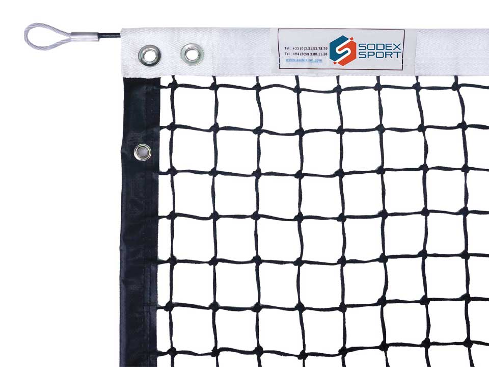 Filet de tennis tressé Ø4mm, maille simple avec bandes PVC