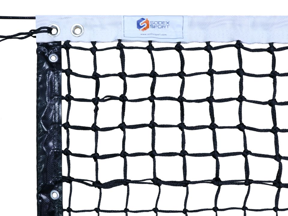 Filet de tennis tressé Ø3mm, 6 mailles doubles avec bandes PVC