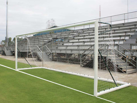Filet de foot à 11 pour but transportable, tressé Ø3mm, 145mm maille simple. Forme Trapézoïdale
