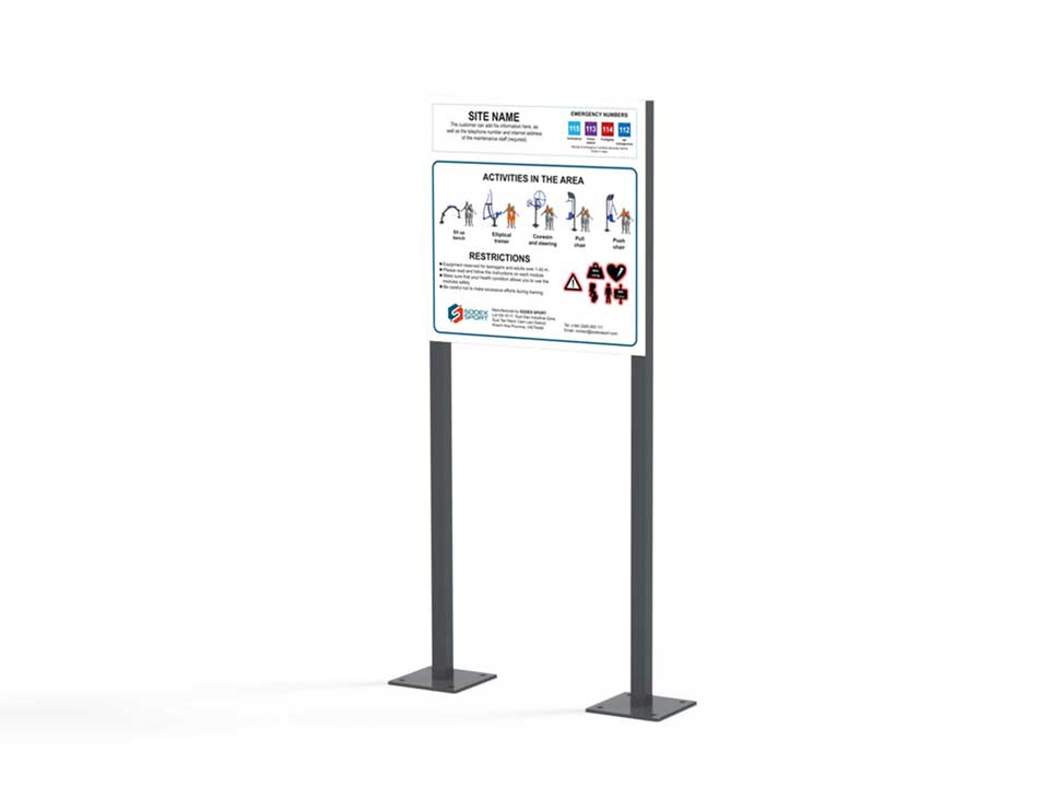 Panneau d'information avec pieds